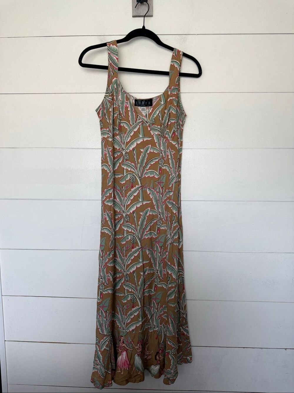 Zebra Women’s Small Tan Patterned Maxi Dress Vintage Y2K 90s 2000s